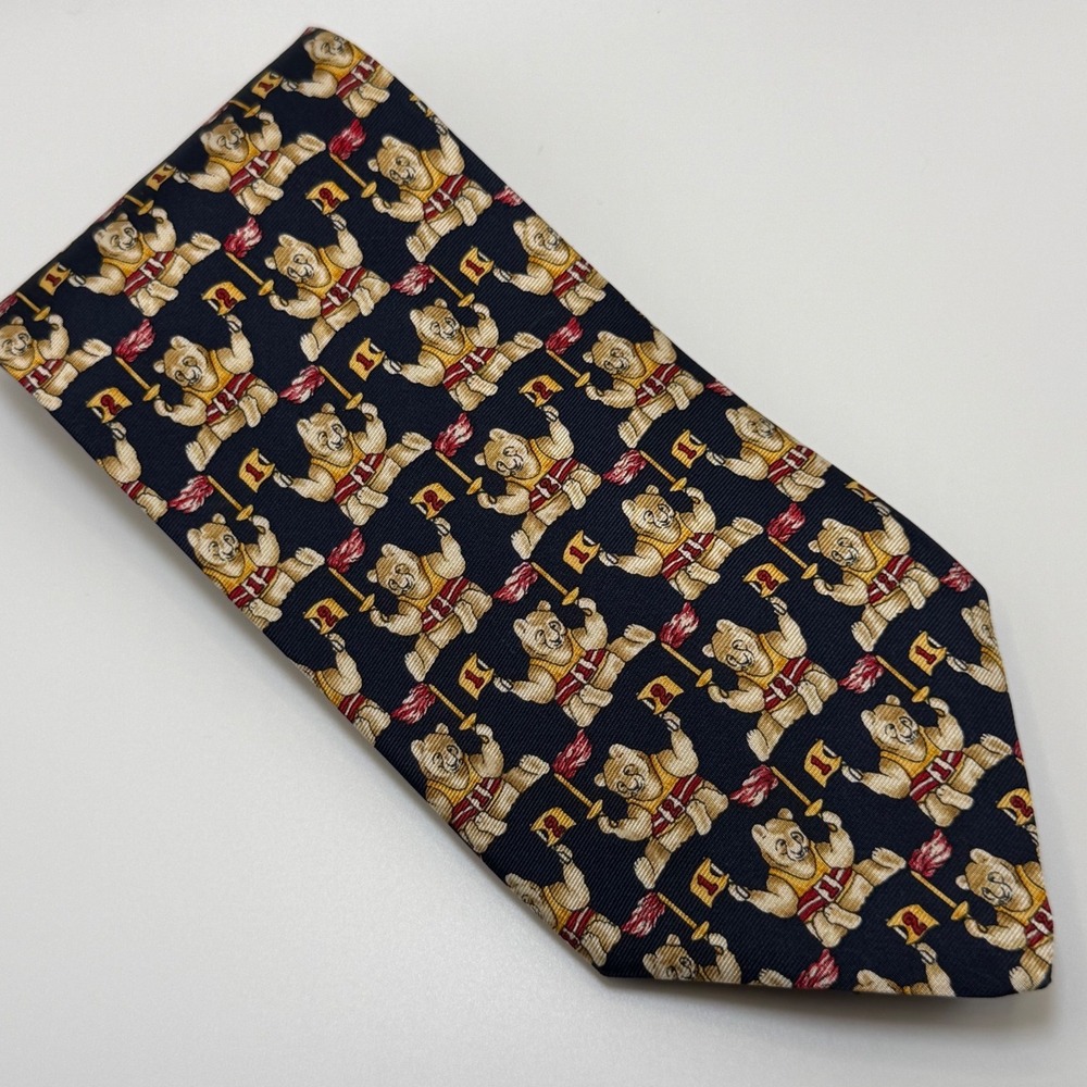 Brooks Brothers Silk Tie OS Navy Bear Flag Novelty Preppy Ivy League Collegiate